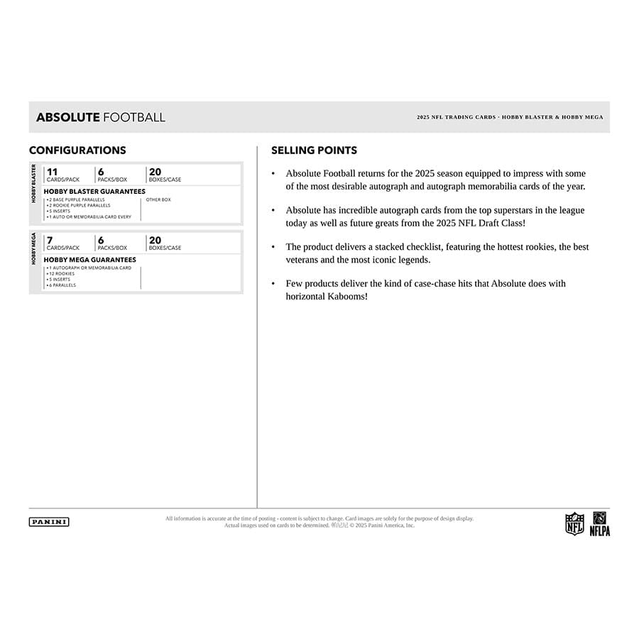 2025 Absolute Football Hobby Mega Box