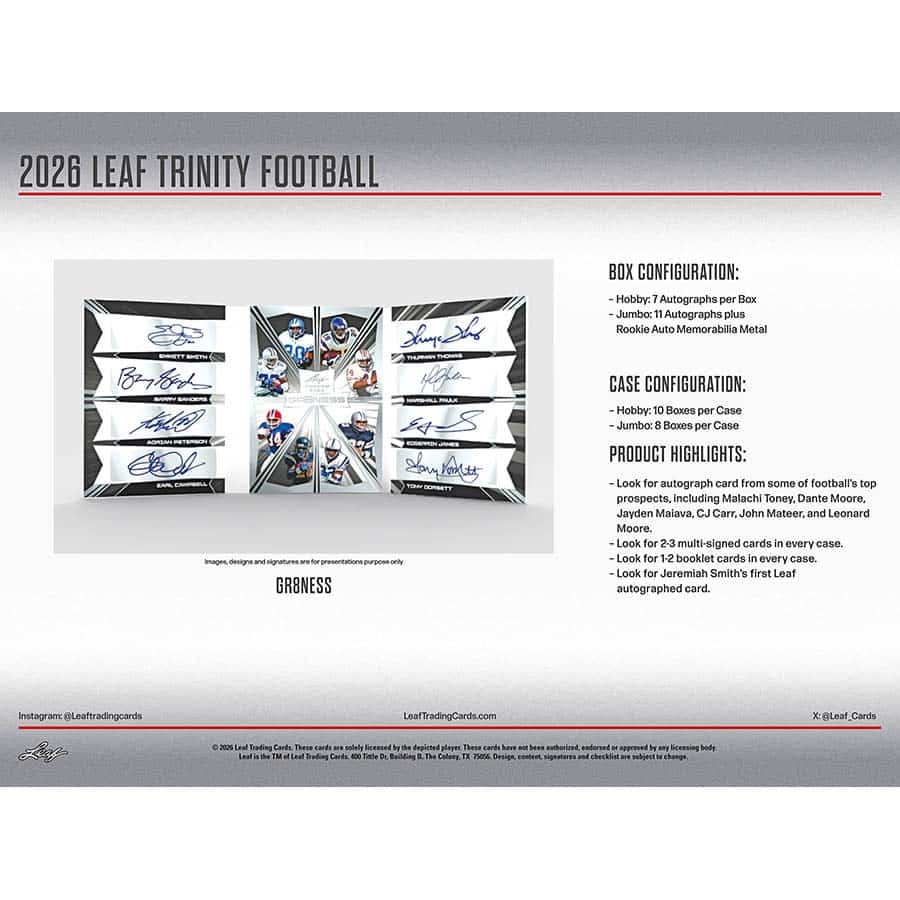 2026 Leaf Trinity Football Hobby