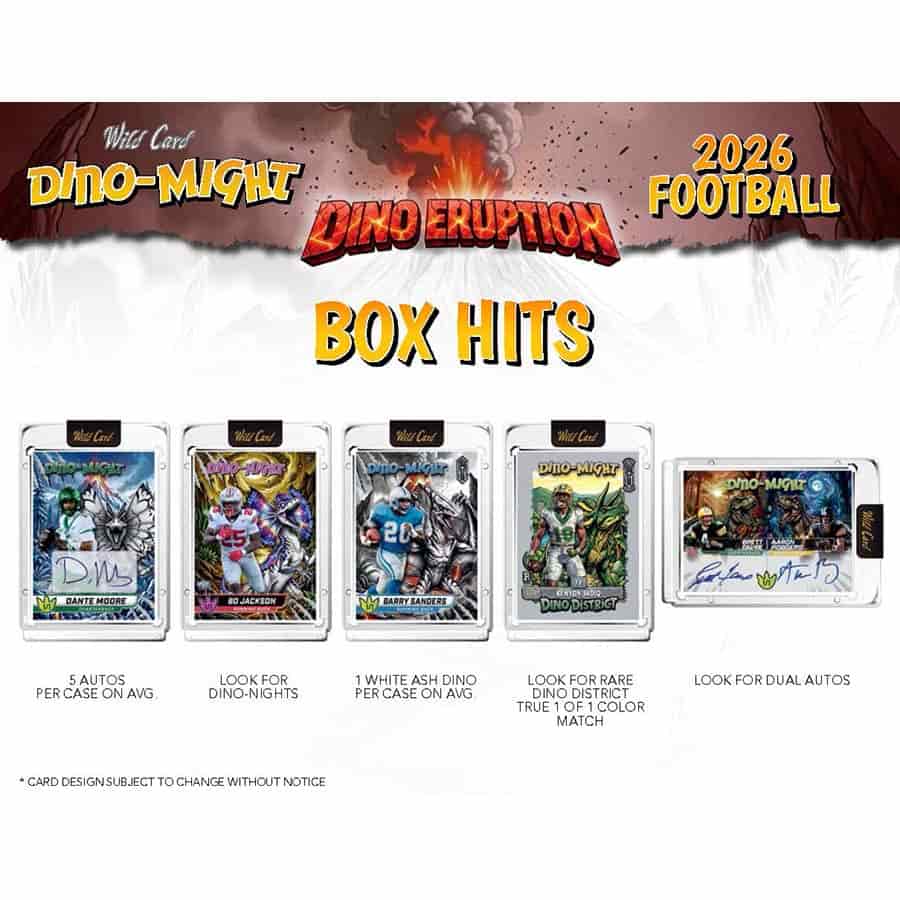 2026 Wild Card Dino-Might Football Dino Eruption Hobby