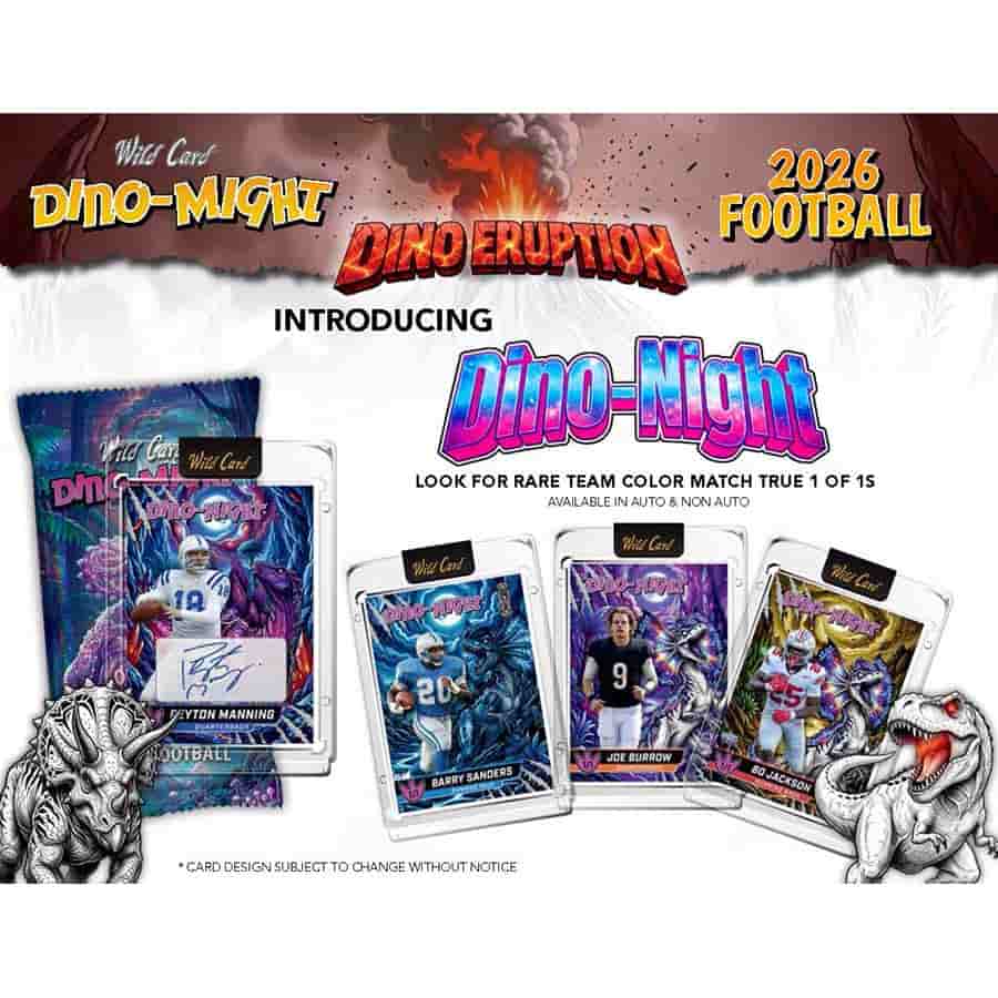 2026 Wild Card Dino-Might Football Dino Eruption Hobby