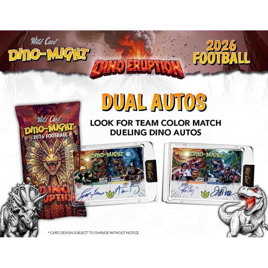 2026 Wild Card Dino-Might Football Dino Eruption Hobby