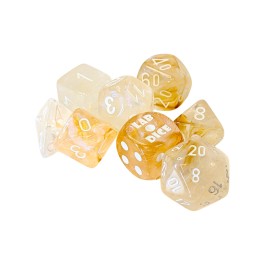Chessex Lab Dice 10 Borealis Champagne/White 7-Die Set