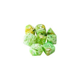 Chessex Lab Dice 10 Marble Sour Green/White 7-Die Set