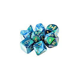 Chessex Lab Dice 10 Gemini Green Teal/Gold 7-Die Set