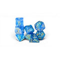 Chessex Lab Dice 10 Shimmer Aqueous/Gold 7-Die Set