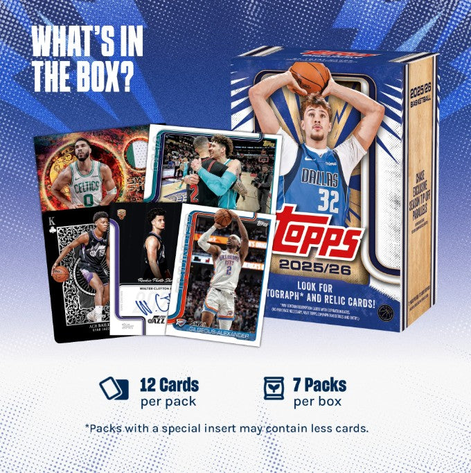 Topps 2025-2026 NBA Basketball Trading Card Value Box Autographed & Relic Cards