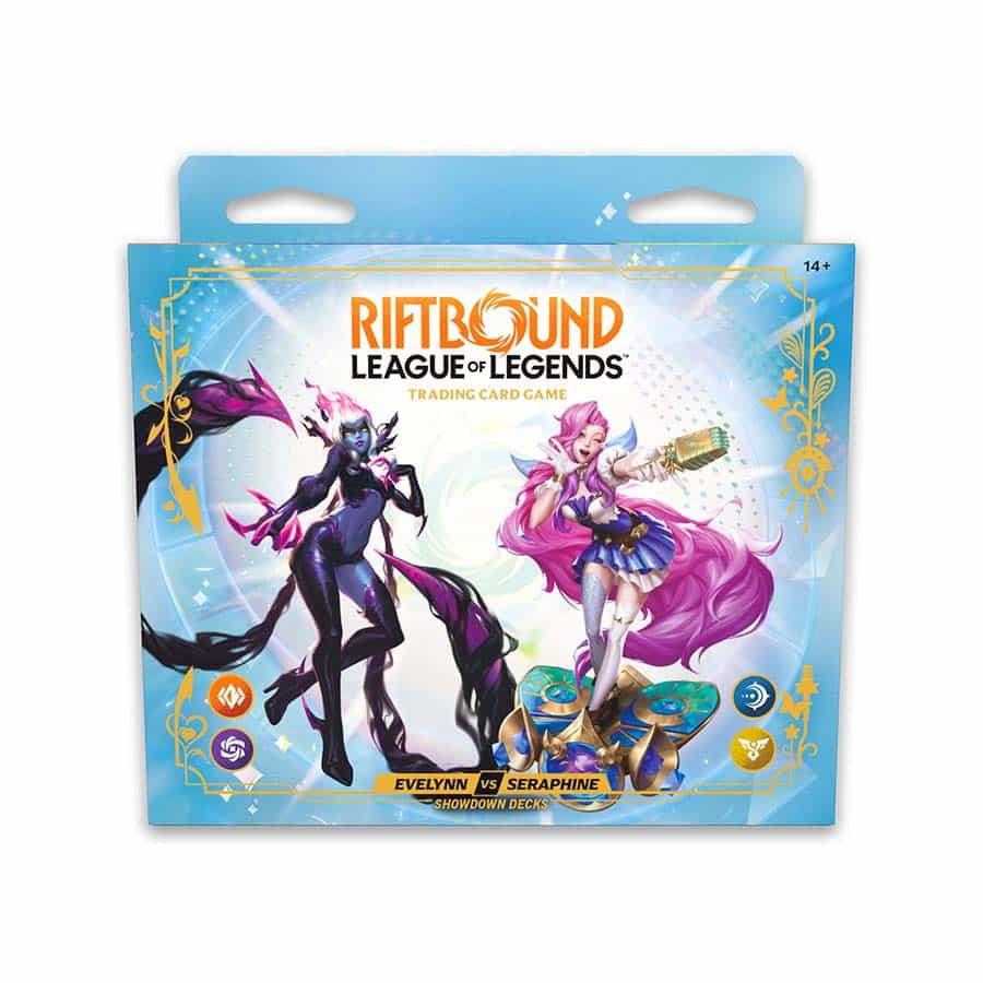 RIFTBOUND TCG: LEAGUE OF LEGENDS: SET 5 RADIANCE SHOWDOWN DECKS: EVELYNN VERSUS SERAPHINE (4CT DISPLAY)